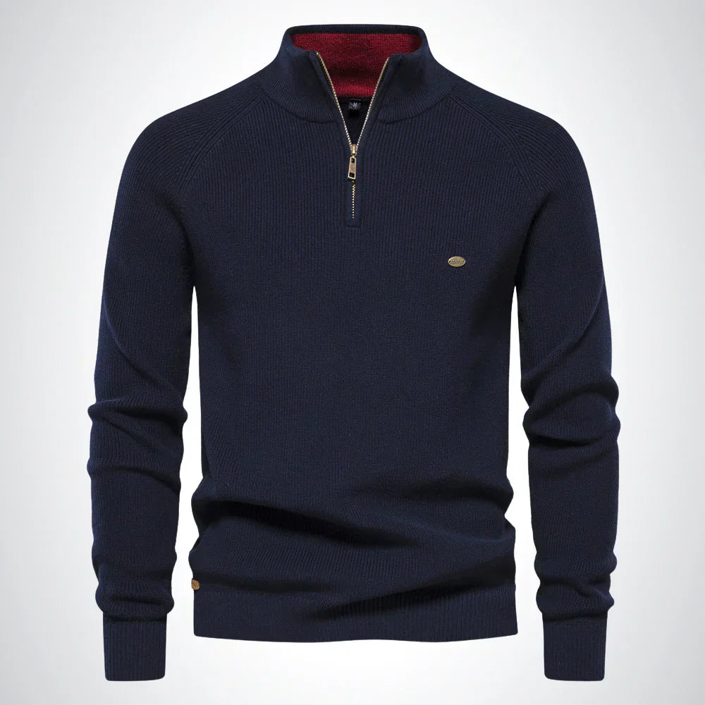 Troyer für den Herbst - Baumwoll-Pullover mit Halb Zip für Herren