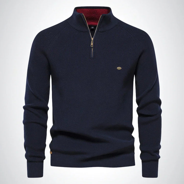 Troyer für den Herbst - Baumwoll-Pullover mit Halb Zip für Herren