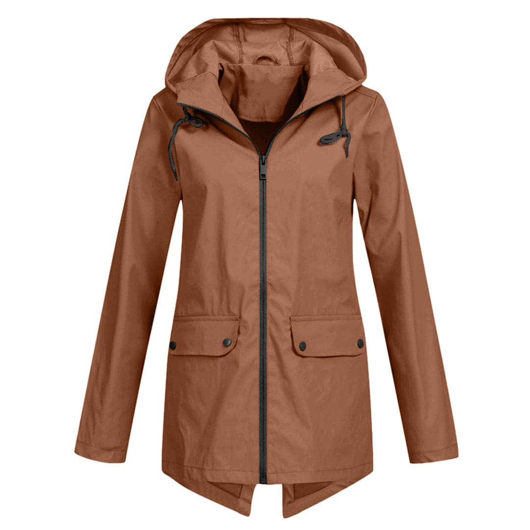 Regenjacke für den Herbst - Wasserdichte Lange Windbreaker mit Kapuze für Damen