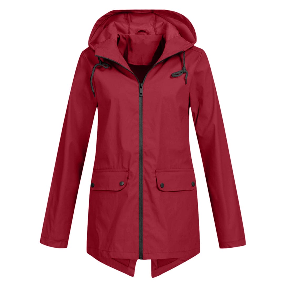 Regenjacke für den Herbst - Wasserdichte Lange Windbreaker mit Kapuze für Damen