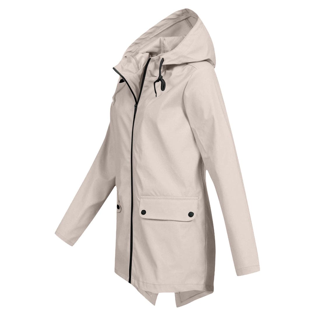 Regenjacke für den Herbst - Wasserdichte Lange Windbreaker mit Kapuze für Damen