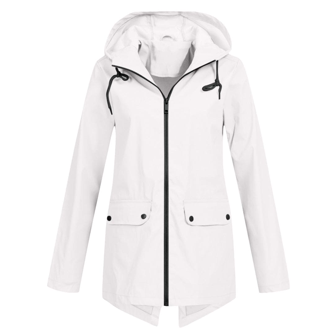 Regenjacke für den Herbst - Wasserdichte Lange Windbreaker mit Kapuze für Damen