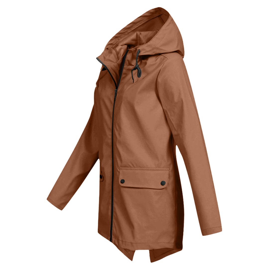 Regenjacke für den Herbst - Wasserdichte Lange Windbreaker mit Kapuze für Damen