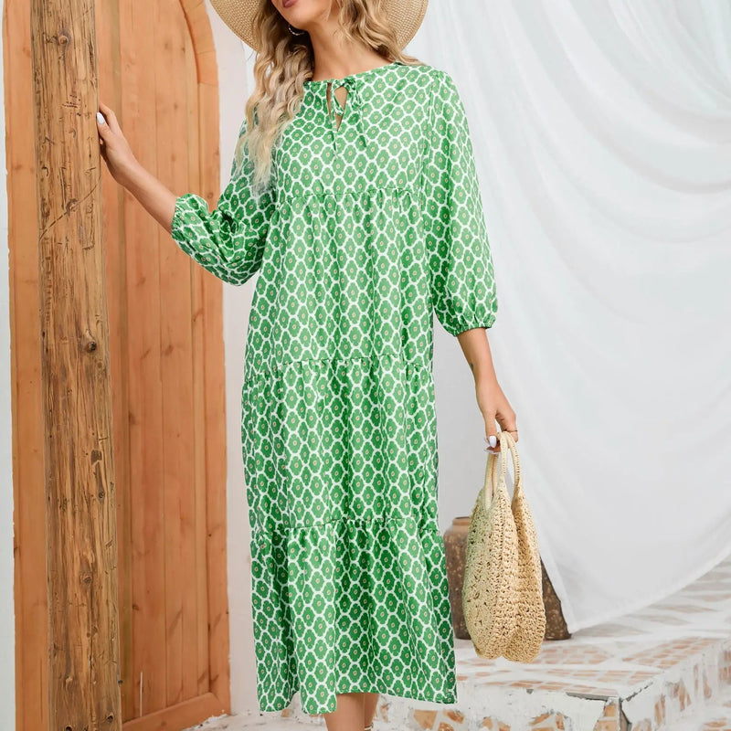 Milena Maxikleid | Grünes langes Sommerkleid für Damen