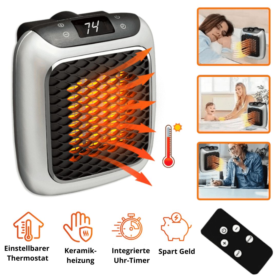 Mini Heizlüfter 800W kompakt schnell - Heizgerät energiesparend Büro Herbst Winter Fernbedienung