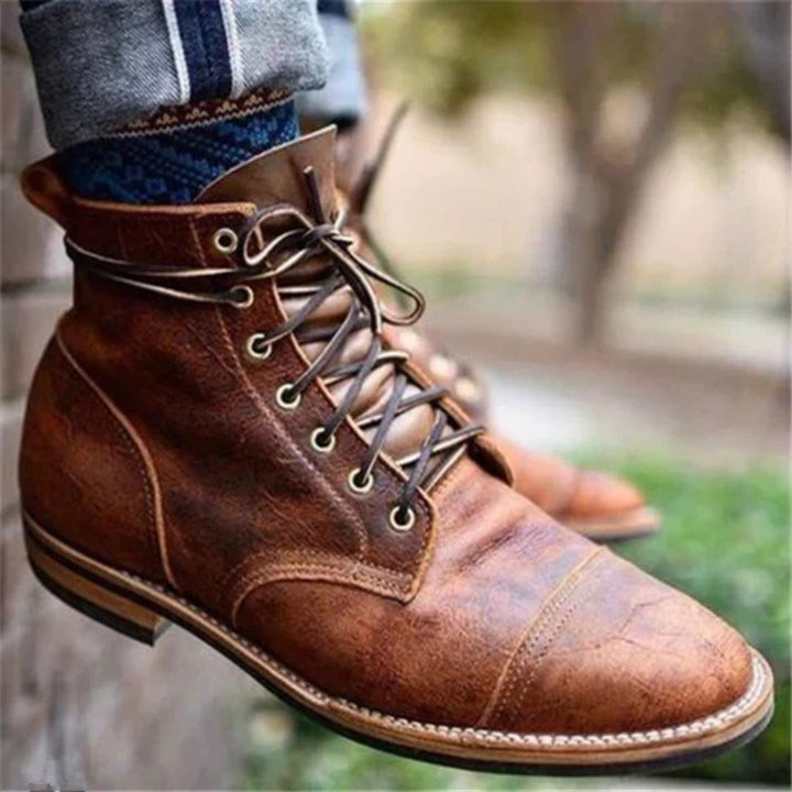 Retro Stiefel für den Herbst - Stilvolle Wasserdichte Schnürstiefel für Herren