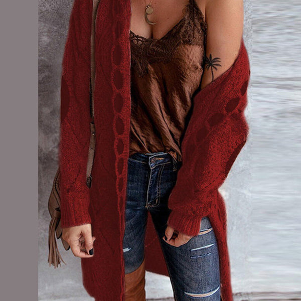 Gebreid vest met geribbelde textuur en capuchon voor dames