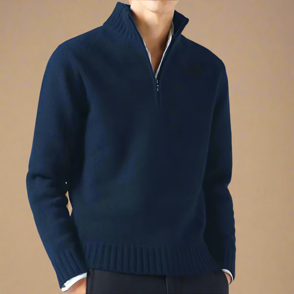 Troyer für den Herbst - Casual Strick Pullover mit Reißverschluss für Herren
