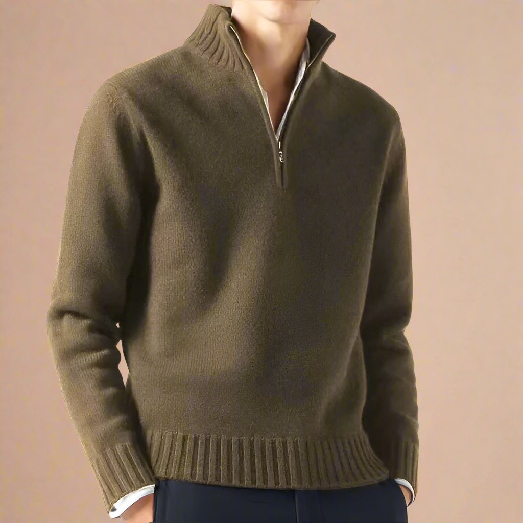 Troyer für den Herbst - Casual Strick Pullover mit Reißverschluss für Herren