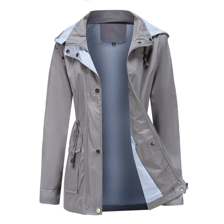 Regenjacke für den Herbst -  Wasserfeste Übergangsjacke mit Kapuze für Damen