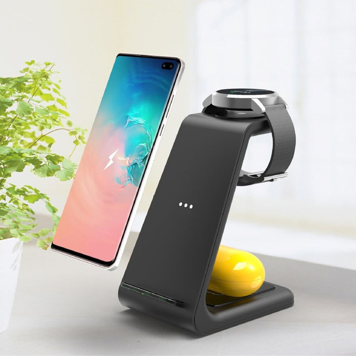 Kabelloses Ladegerät 3-in-1 iPhone Samsung - Drahtlose Ladestation Handy Uhr Kopfhörer Herbst