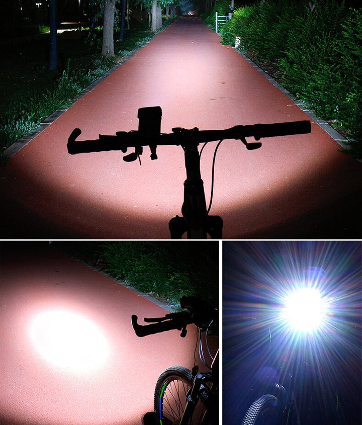 Fahrrad Handyhalterung 4-in-1 LED Licht Powerbank - Fahrradlicht Herbst dunkel Beleuchtung Klingel