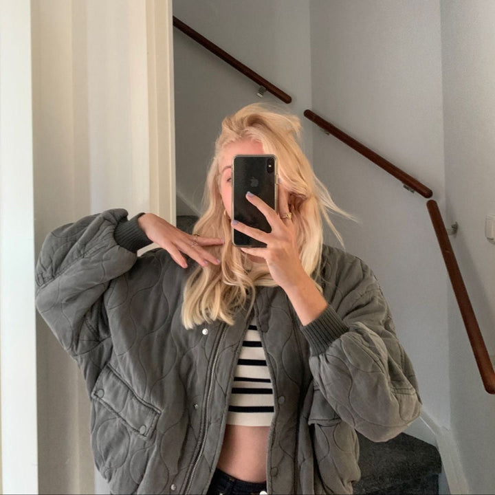 Gesteppte Oversize Bomberjacke für Damen – Kurze, leichte Steppjacke für den Übergang