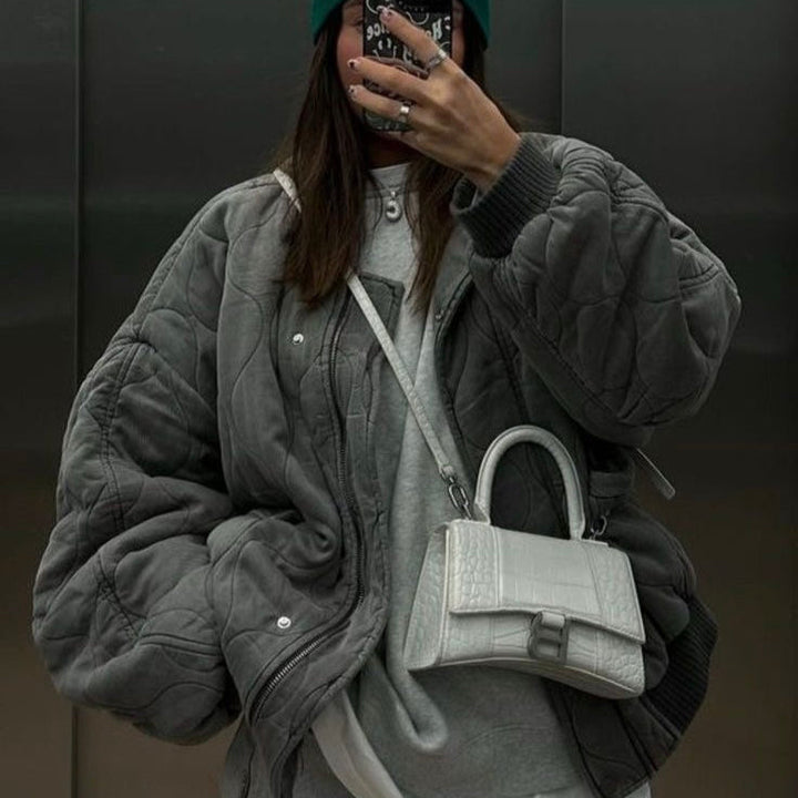 Gesteppte Oversize Bomberjacke für Damen – Kurze, leichte Steppjacke für den Übergang