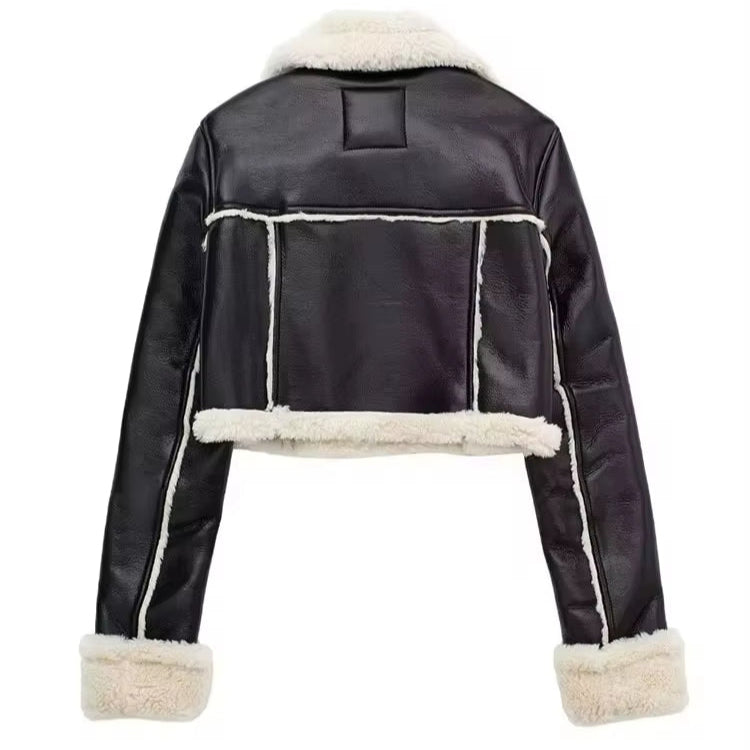 Lammfell Lederjacke für Damen - Stilvoller Look für die kalten Tage mit Pelzbesatz