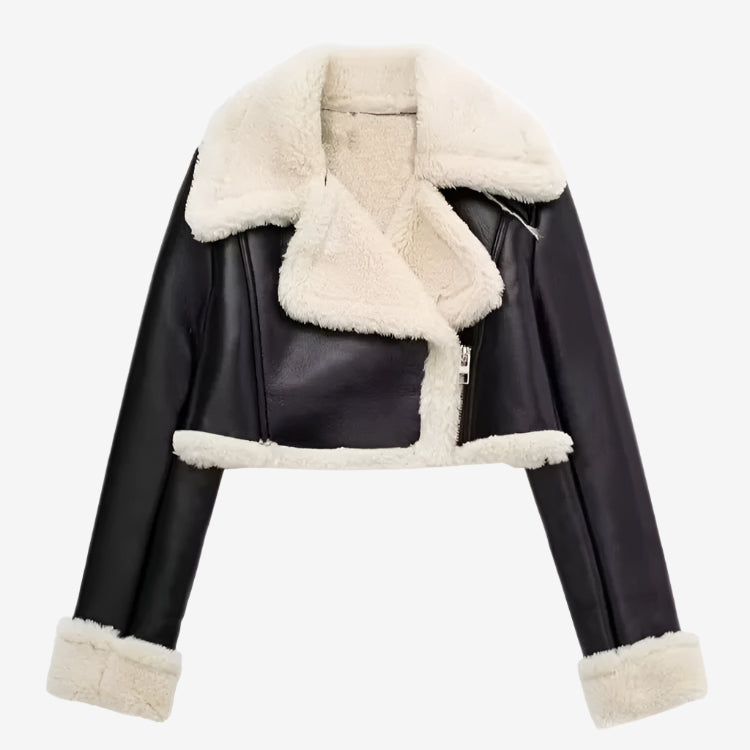 Lammfell Lederjacke für Damen - Stilvoller Look für die kalten Tage mit Pelzbesatz