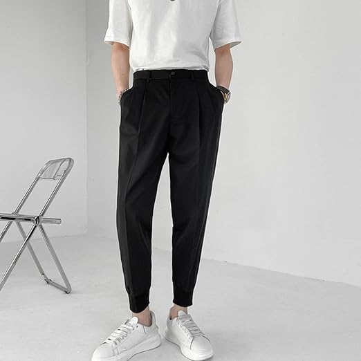 Melierte Pleated Stoffhose
