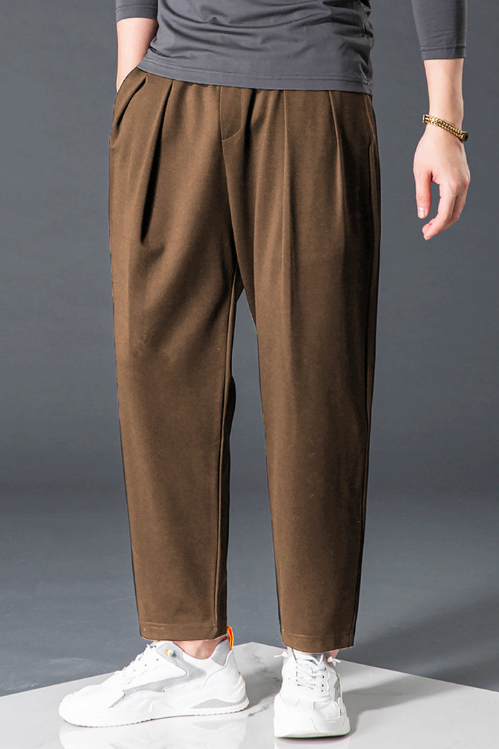 Melierte Pleated Stoffhose