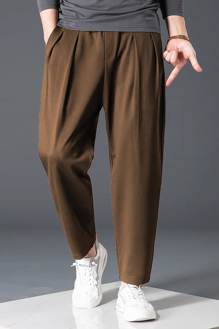 Melierte Pleated Stoffhose
