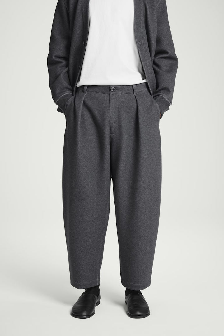 Melierte Pleated Stoffhose