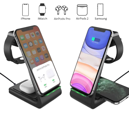 Kabelloses Ladegerät 3-in-1 iPhone Samsung - Drahtlose Ladestation Handy Uhr Kopfhörer Herbst