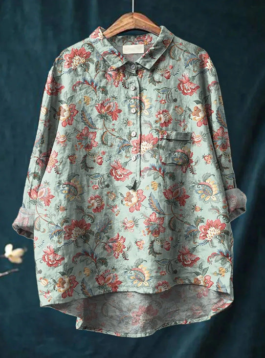 Tunika-Bluse für Damen - Longbluse mit Blumenmuster für den Sommer