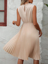 Karin Sommerkleid | Elegantes plissiertes Midikleid mit kurzen Ärmeln
