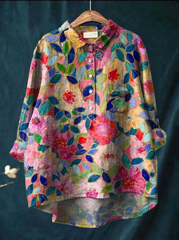 Tunika-Bluse für Damen - Longbluse mit Blumenmuster für den Sommer