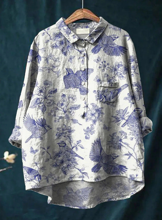 Tunika-Bluse für Damen - Longbluse mit Blumenmuster für den Sommer