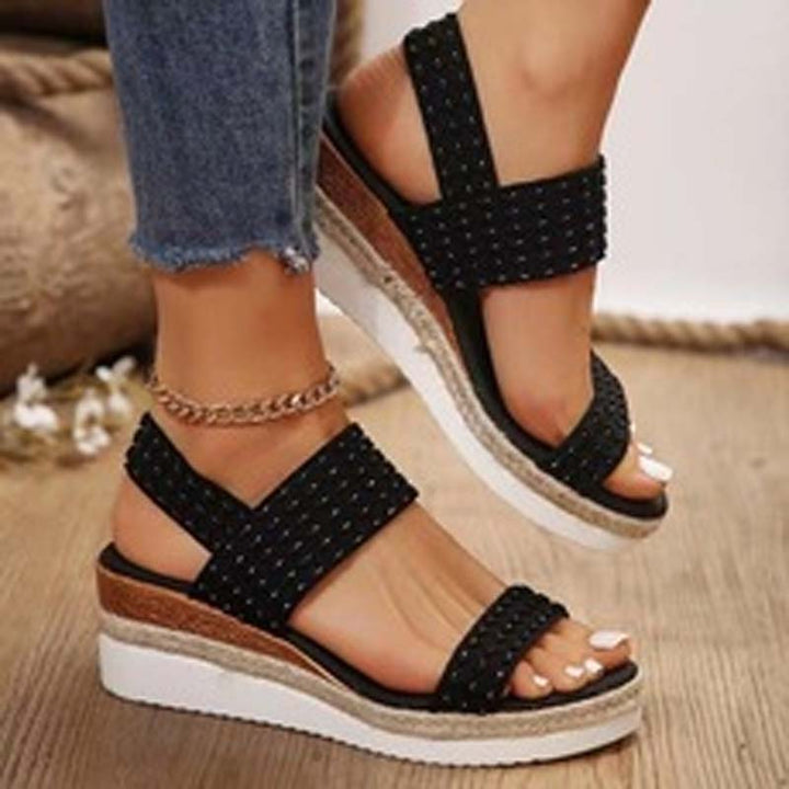 Sandaletten für Damen - Bequeme Plateau Sandalen mit Fußbett für Sommer