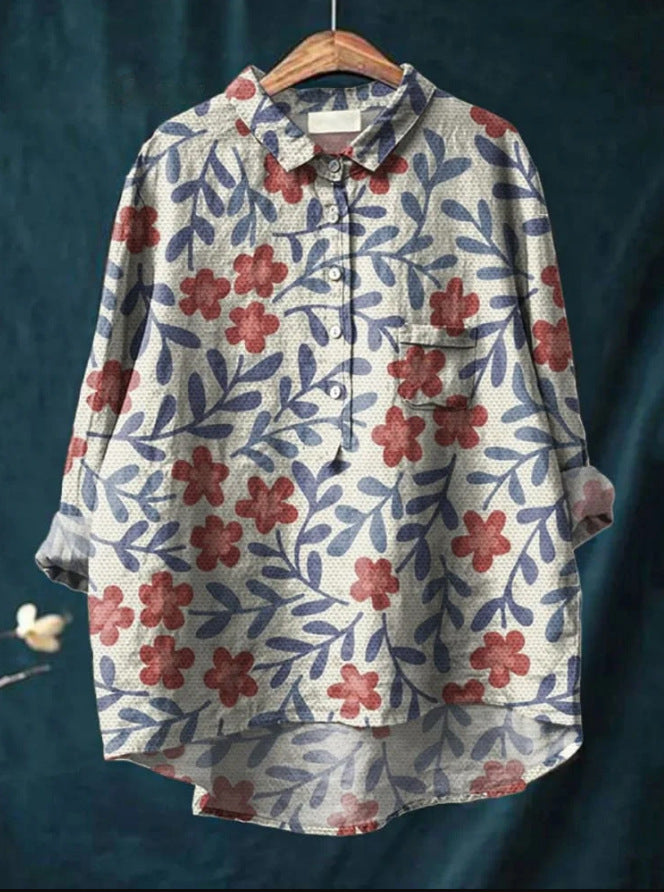 Tunika-Bluse für Damen - Longbluse mit Blumenmuster für den Sommer