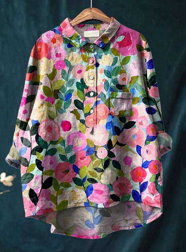 Tunika-Bluse für Damen - Longbluse mit Blumenmuster für den Sommer