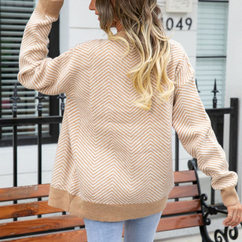 Strickjacke für Damen - Lässiger gestreifter Cardigan für den Sommer
