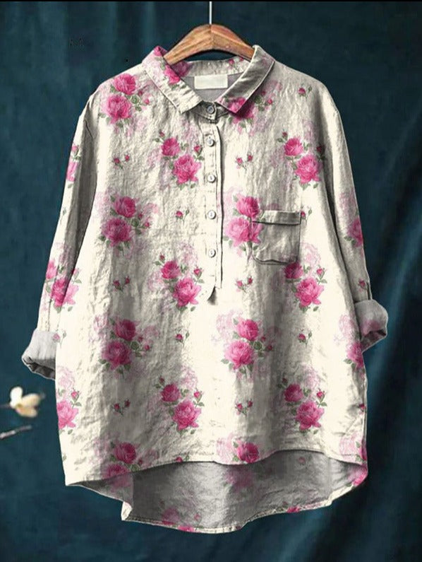Tunika-Bluse für Damen - Longbluse mit Blumenmuster für den Sommer