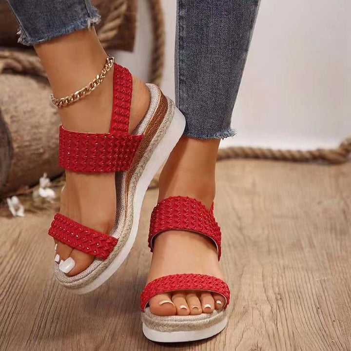 Sandaletten für Damen - Bequeme Plateau Sandalen mit Fußbett für Sommer