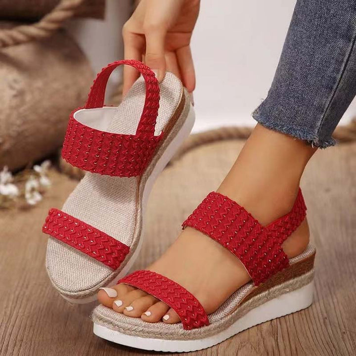 Sandaletten für Damen - Bequeme Plateau Sandalen mit Fußbett für Sommer