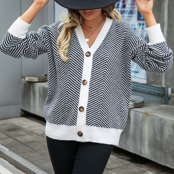 Strickjacke für Damen - Lässiger gestreifter Cardigan für den Sommer