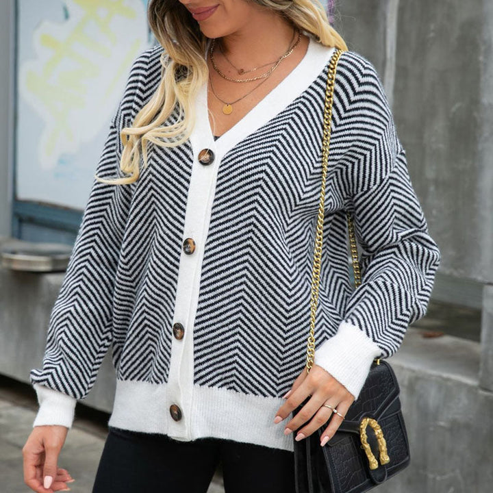 Strickjacke für Damen - Lässiger gestreifter Cardigan für den Sommer