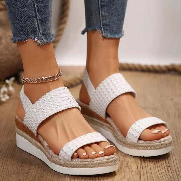 Sandaletten für Damen - Bequeme Plateau Sandalen mit Fußbett für Sommer