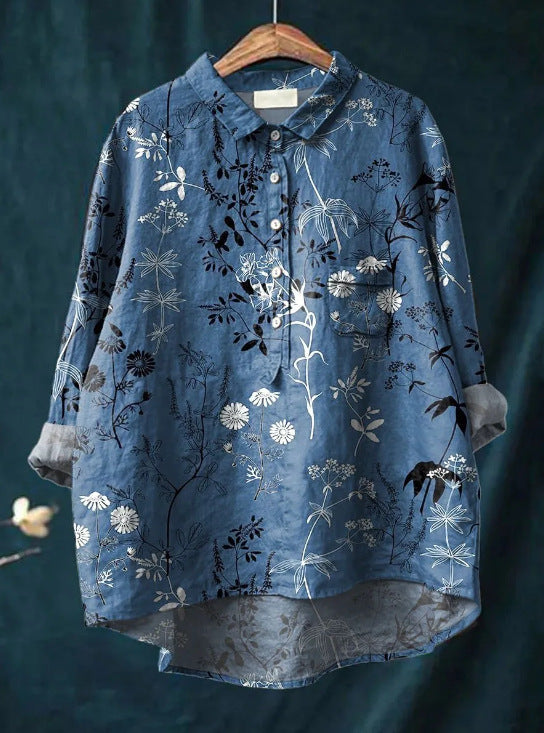 Tunika-Bluse für Damen - Longbluse mit Blumenmuster für den Sommer