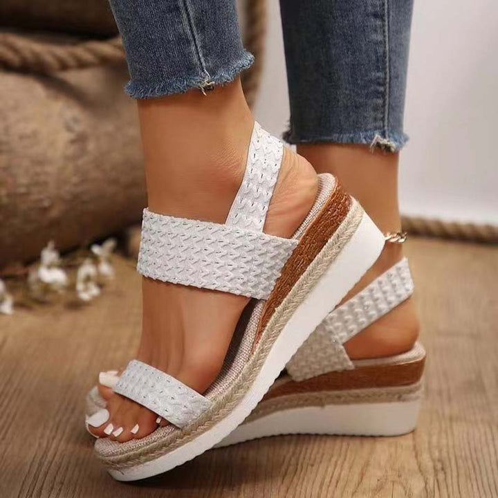 Sandaletten für Damen - Bequeme Plateau Sandalen mit Fußbett für Sommer