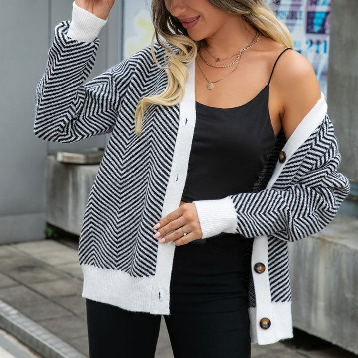 Strickjacke für Damen - Lässiger gestreifter Cardigan für den Sommer