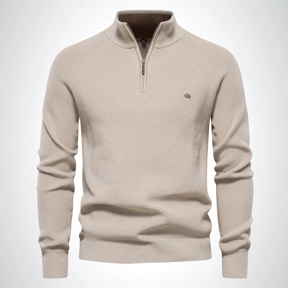 Troyer für den Herbst - Baumwoll-Pullover mit Halb Zip für Herren