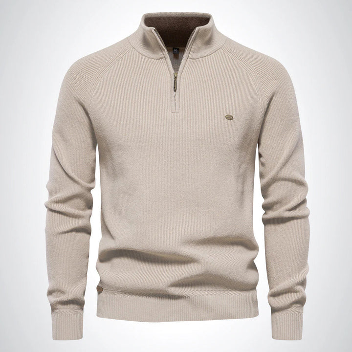 Troyer für den Herbst - Baumwoll-Pullover mit Halb Zip für Herren