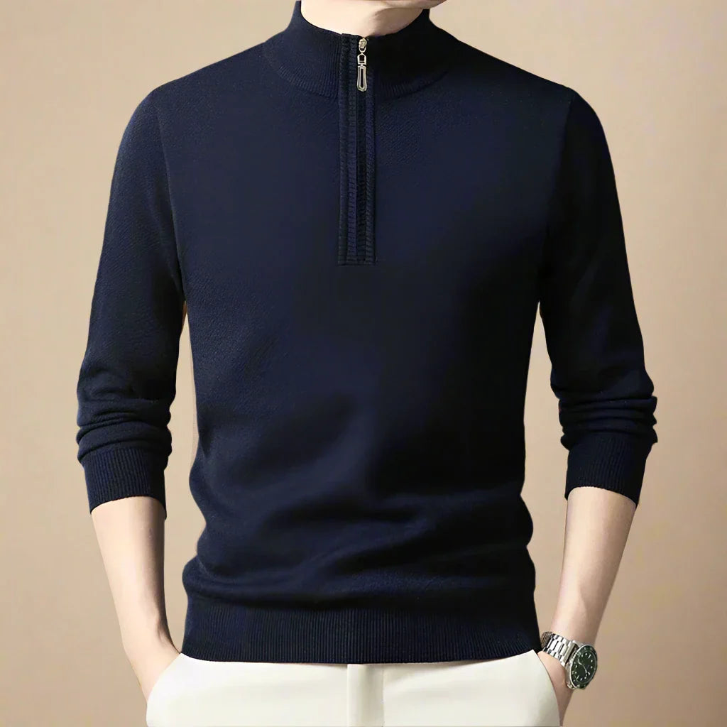 Troyer für den Herbst - Premium Strick Pullover mit Reißverschluss für Herren
