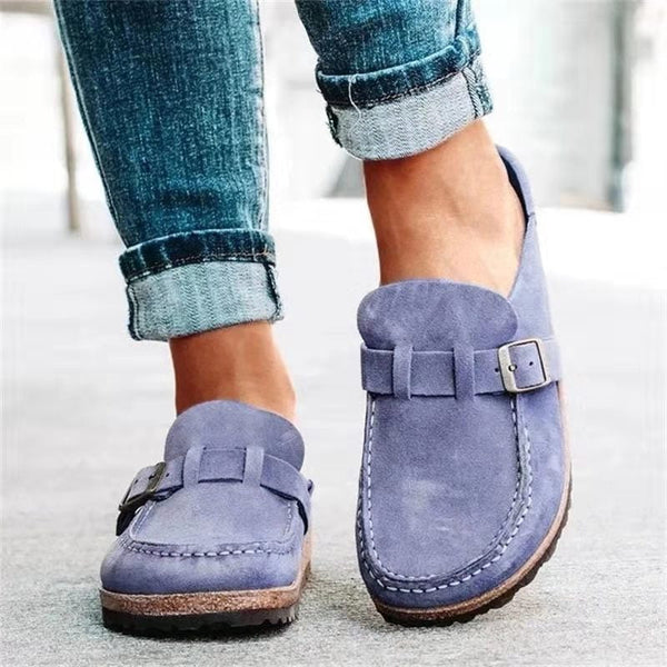 Dianna suede Slipper | Bequeme Damensandale mit Schnalle und ergonomischem Fußbett