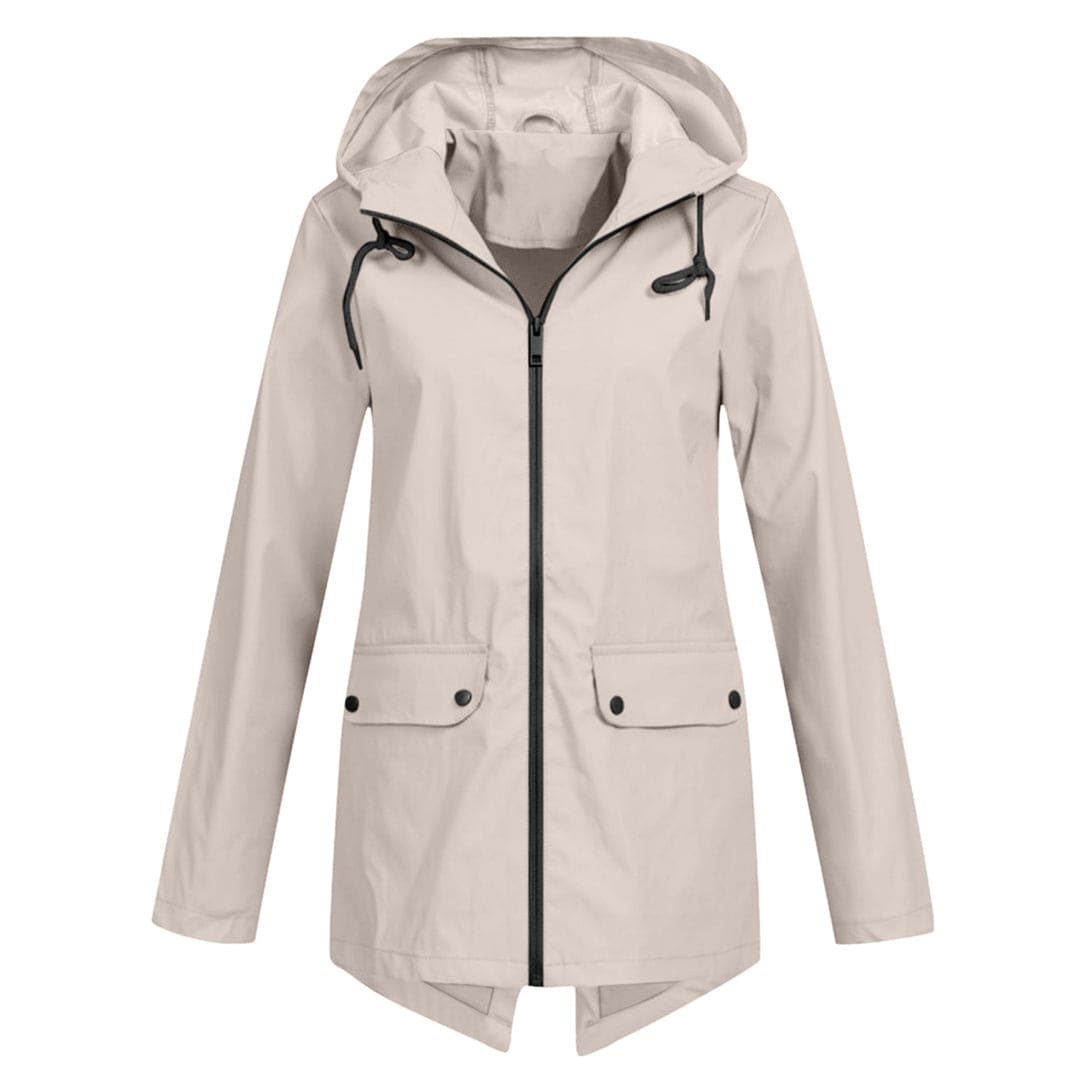 Regenjacke für den Herbst - Wasserdichte Lange Windbreaker mit Kapuze für Damen