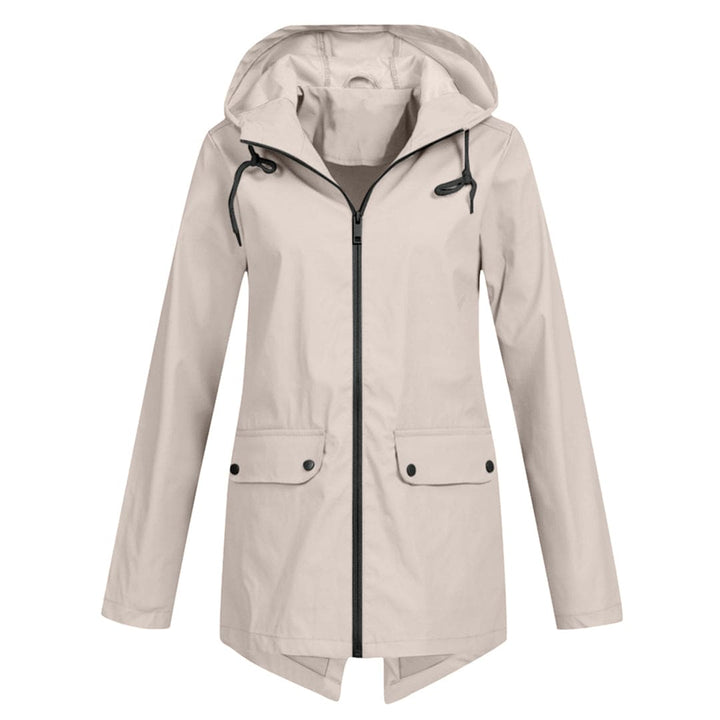 Regenjacke für den Herbst - Wasserdichte Lange Windbreaker mit Kapuze für Damen