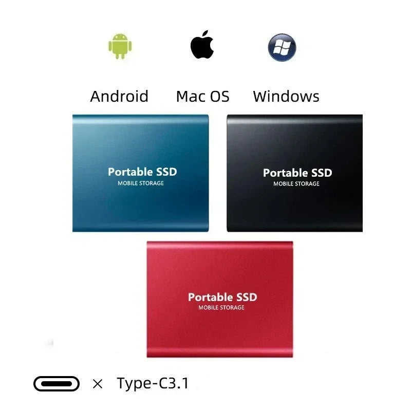 Portable SSD 128TB extern USB 3.1 - Schnelle externe Festplatte SSD kompakt für unterwegs
