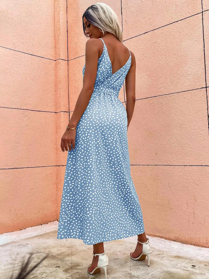Sommerkleid für Damen - Elegantes Maxikleid mit V-Ausschnitt und Schlitz